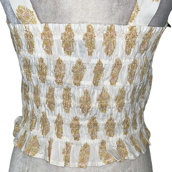 NWOT J. Crew White Smocked Crop Tank Tube Top in Gathered Floral Block Print - L - Picture 11 of 15
